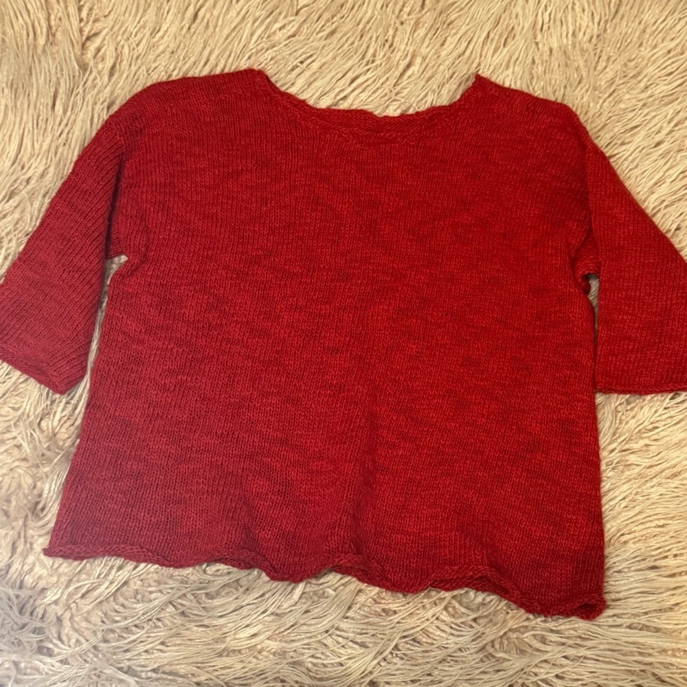Elegant Scarlet Crew Neck Sweater